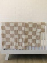 Load image into Gallery viewer, Taupe Checkered Plush Blanket