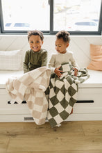 Load image into Gallery viewer, Taupe Checkered Plush Blanket