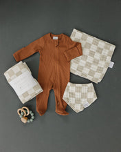 Load image into Gallery viewer, Taupe Checkered Muslin Bib
