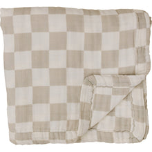 Load image into Gallery viewer, Taupe Checkered Muslin Quilt