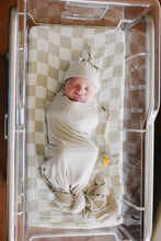 Load image into Gallery viewer, Taupe Checkered Muslin Swaddle Blanket