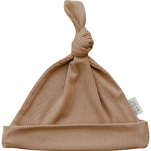 Load image into Gallery viewer, Latte Ribbed Bamboo Newborn Knot Hat