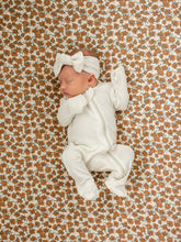 Load image into Gallery viewer, Cream Magnolia Bamboo Stretch Crib Sheet
