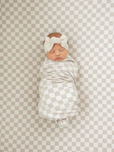 Load image into Gallery viewer, Taupe Checkered Bamboo Stretch Crib Sheet