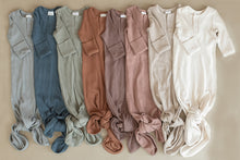 Load image into Gallery viewer, Navy Organic Cotton Ribbed Knot Gown