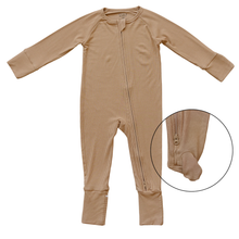 Load image into Gallery viewer, Latte Ribbed Bamboo Zipper
