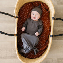 Load image into Gallery viewer, Charcoal Organic Ribbed Newborn Knot Hat
