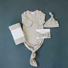 Load image into Gallery viewer, Oatmeal Bamboo Newborn Knot Hat
