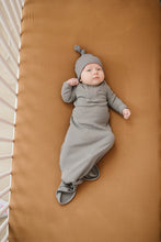 Load image into Gallery viewer, Grey Organic Cotton Ribbed Knot Gown
