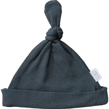 Load image into Gallery viewer, Charcoal Organic Ribbed Newborn Knot Hat
