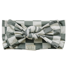 Load image into Gallery viewer, Light Green Checkered Bamboo Head Wrap
