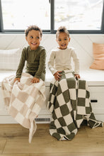 Load image into Gallery viewer, Green Checkered Plush Blanket
