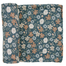 Load image into Gallery viewer, Midnight Floral Muslin Swaddle Blanket
