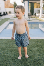 Load image into Gallery viewer, Navy Gingham Swim Shorts
