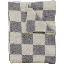 Load image into Gallery viewer, Grey Checkered Plush Blanket
