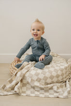 Load image into Gallery viewer, Dusty Blue Bamboo Footed Zipper
