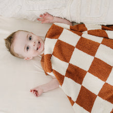 Load image into Gallery viewer, Rust Checkered Plush Blanket
