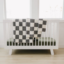 Load image into Gallery viewer, Charcoal Checkered Plush Blanket
