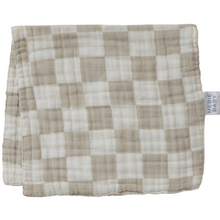 Load image into Gallery viewer, Taupe Checkered Muslin Burp Cloth
