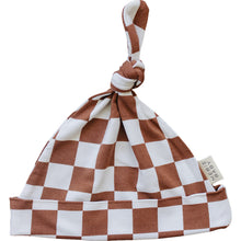 Load image into Gallery viewer, Rust Checkered Bamboo Newborn Knot Hat
