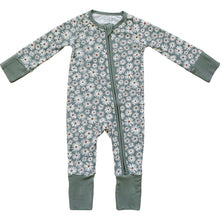 Load image into Gallery viewer, Dark Green Daisy Ribbed Bamboo Zipper
