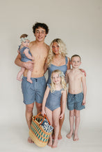 Load image into Gallery viewer, Navy Gingham Swim Shorts
