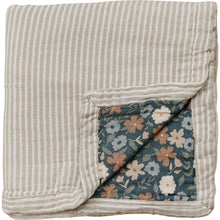 Load image into Gallery viewer, Taupe Stripe + Midnight Floral Muslin Quilt
