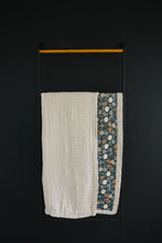 Load image into Gallery viewer, Taupe Stripe + Midnight Floral Muslin Quilt

