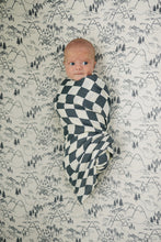 Load image into Gallery viewer, Charcoal Checkered Muslin Swaddle Blanket
