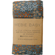 Load image into Gallery viewer, Navy Floral Bamboo Stretch Swaddle
