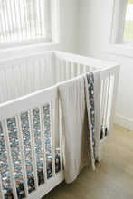 Load image into Gallery viewer, Taupe Stripe + Midnight Floral Muslin Quilt
