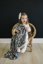 Load image into Gallery viewer, Taupe Stripe + Midnight Floral Muslin Quilt

