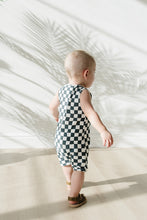 Load image into Gallery viewer, Charcoal Wavy Checkered Short Romper
