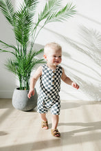 Load image into Gallery viewer, Charcoal Wavy Checkered Short Romper
