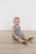 Load image into Gallery viewer, Charcoal Wavy Checkered Short Romper
