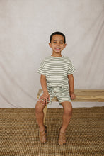 Load image into Gallery viewer, Sage Stripe Button Short Set
