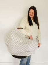 Load image into Gallery viewer, Taupe Checkered Bamboo Multi-Use Cover
