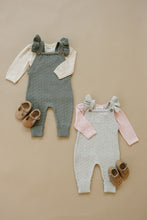 Load image into Gallery viewer, Grey Ruffle Knit Overalls
