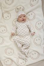 Load image into Gallery viewer, Taupe Checkered Bamboo Newborn Knot Hat
