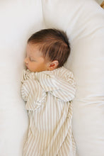 Load image into Gallery viewer, Taupe Stripe Ribbed Bamboo Knot Gown
