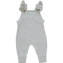 Load image into Gallery viewer, Grey Ruffle Knit Overalls
