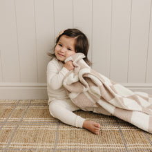 Load image into Gallery viewer, Taupe Checkered Plush Blanket

