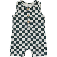 Load image into Gallery viewer, Charcoal Wavy Checkered Short Romper

