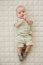 Load image into Gallery viewer, Sage Stripe Button Short Set
